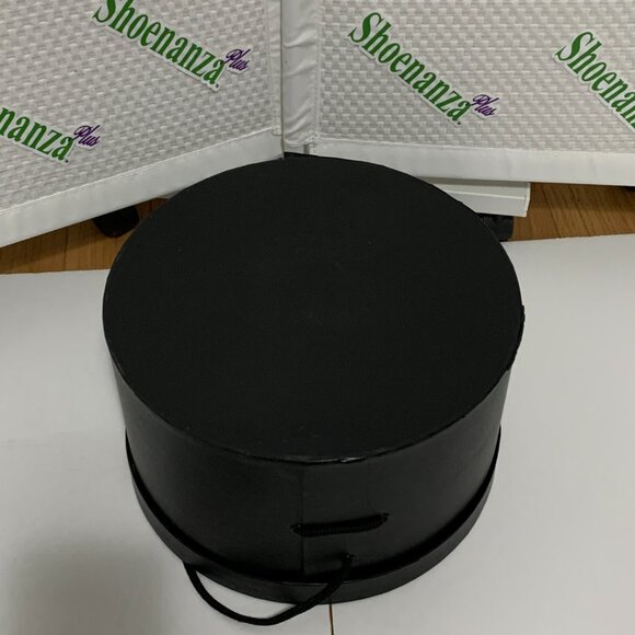 Vintage Goorin Bros Cardboard Hat Box Strap Storage Container Paper Black Gold - Picture 9 of 16